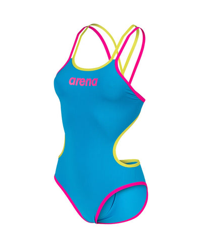 W One Double Cross Back One Piece turquoise-fluopink