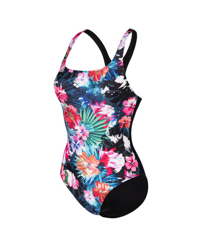 W Flower Swimsuit Control Pro Back black-multi