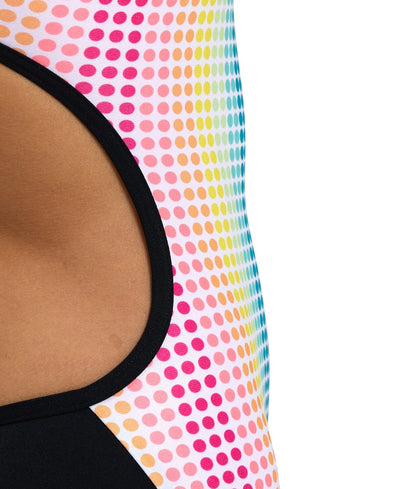 W Circle Stripe Swimsuit Lace Back black-multicolor