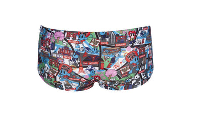 M Kun Map Low Waist Short black-multi